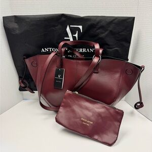 Antonella Ferrante Burgundy Tote Bag Set